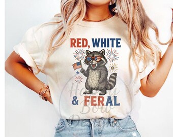 Red White And Feral PNG Funny USA Shirt Raccoon Tee Digital Download 4th Of July Clipart Feral PNG Raccoon Png Merica Png Feral Hotdog Shirt