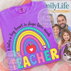 Rainbow Teacher Appreciation PNG Cute Colorful Sublimation Design Digital Download for Teacher Shirts Gift Art Classroom Fall Shirt Gift
