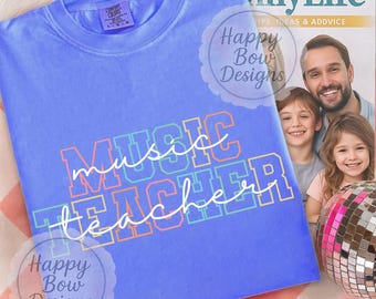Comfort Colors Music Teacher Svg Png, School Band Choir Shirt Design, Back to School Graphic for Staff, Sublimation, Digital Download Png