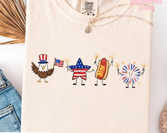 Cute 4th Of July Shirt, Patriotic Eagle Star Hotdog Firework Tee, Funny America Shirt, Comfort Colors Unisex USA Tee, Independence Day Gift