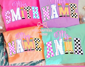 Custom Varsity Teacher name png, Custom teacher png, custom png, preppy teacher bow png, Back To School Png, teacher shirt design, preppy