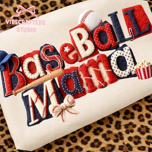 Baseball Mamama PNG, Faux Chenille Varsity Design, Baseball coquette bow png, Baseball mama Faux Yarn Knitted png (Digital Download)