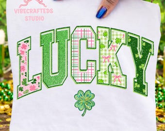 Glitter Lucky Varsity png, Brushstroke Shamrock png, Not lucky Simply blessed png, Shamrock png, St. Pattys Day png, patrick day png