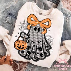 Black Lace Ghost Bow PNG, Jack O Lantern ghost png, Gothic Halloween png, Spooky season png, halloween png, halloween ghost png, preppy png