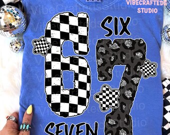 Six Seven 6 7 Meme Glitter Back White png, 6 7 varsity png, Six Seven Shirt, 6 7 Png, Viral Phrase Meme Png, Viral TikTok Png, Funny Saying
