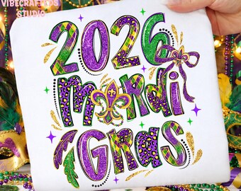 Glitter Leopard 2026 Mardi Gras png, Fleur De Lis png, Mardi Gras Design, Let the good times roll png, festive png, fat tuesday png, doodles