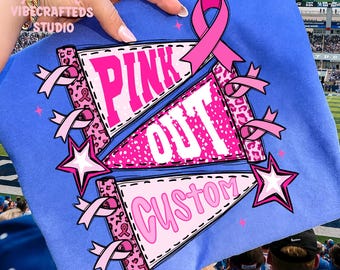 Custom Pink Out football png, Pink Out flag PNG, custom team name png, Breast Cancer png, Football Mom Png, Game Day png, Tackle Cancer Png