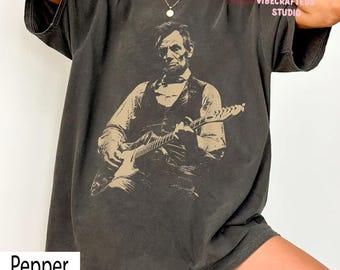 President Abraham Lincoln Playing Guitar Abe Lincoln Comfort Colors T-Shirt, Funny History Music Lover Gift, Vintage Political Humor Tee