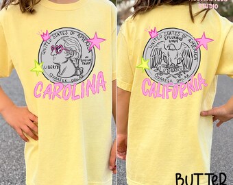 Calorie Carol Tシャツ XLサイズ Heads Carolina Tails California Comfort Colors Shirt, Preppy State