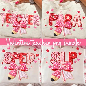 Teacher Valentine png, Para Sped SLP Patchwork png, Valentine Teacher Shirt Design, Fabric Letter Valentine PNG, coquette pencil png