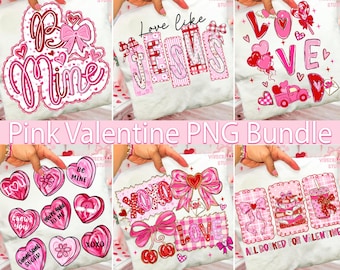 Pink Valentine png Bundle, Be mine png. Loved png, brushstroke XOXO love png, Love like Jesus png, Valentine hearts png, coquette valentine