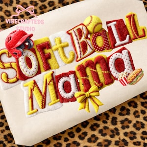 Softball Mama PNG, Faux Chenille Varsity Design, Softball mama Faux Yarn Knitted png, Game day png(Digital Download)