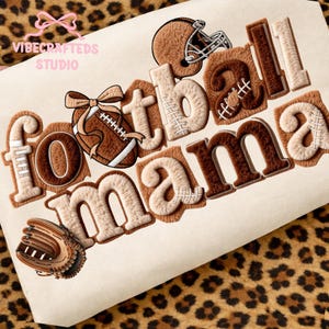 Football Mama PNG, Faux Chenille Varsity Design, Football Mama Faux Yarn Knitted png, coquette football png (Digital Download)