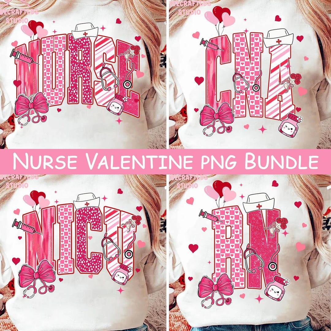 Coquette Valentine Nurse Varsity Bundle Png, Nicu RN CNA Valentines Png ...