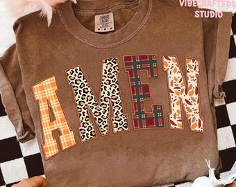 Faux Embroidery Amen png, Amen Fall PNG, Fall Jesus png, Amen Varsity png, Christian Autumn shirt, Vintage Bible Verses, Thanksgiving png