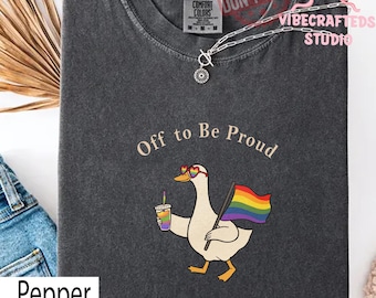 Comfort Colors Pride Goose LGBT Rainbow T-Shirt, Off To Be Proud Shirt, Gay Pride Gift, Lesbian LGBTQ Tee, Funny Goose shirt