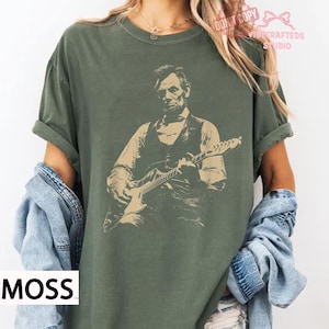 President Abraham Lincoln Playing Guitar Abe Lincoln Comfort Colors T-Shirt, Funny History Music Lover Gift, Vintage Political Humor Tee image 5