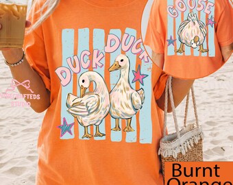 Duck Duck Goose Shirt, Trending Catch Phrase Shirt, Girly Boutique Tee, Brushtroke Duck Graphic, Comfort Colors Tee,Summer Beach Vintage Tee