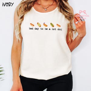 Bad Day To Be A Hot Dog Comfort Colors Tank Top, Funny 4th Of July BBQ Shirt, Patriotic Cookout Hot Dog Tee, Summer Party Tank image 4