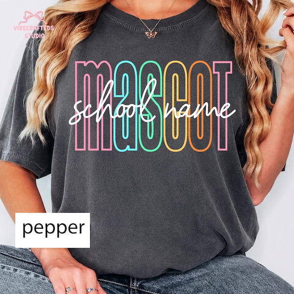 Custom Mascot School Name Comfort Colors Shirt, Personalized School Spirit Tee, Back To School Teacher Student Shirt, Mascot Team Gift