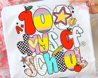 Retro 100 Days of School png, Teacher 100 Days, Teacher png, 100 days doodles png, Teacher Png, Teacher 100 days, gift for teacher, checker