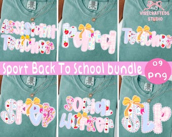 Preppy Lace Teacher png bundle , Back to school png, Counselor, Para, Assistant Teacher, SPED, Social Worker, SLP, Principal, Assistant png
