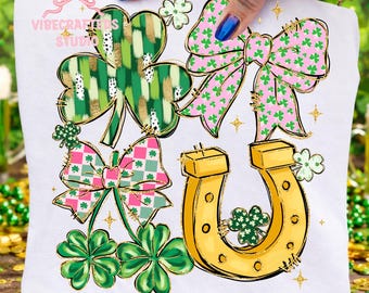 Brushstroke Shamrock Horseshoe png, lucky shamrock png, Not lucky Simply blessed png, Bow Shamrock png, St. Pattys Day png, patrick day png
