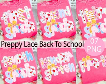 Preppy Lace School Grade png bundle , Back to school png, preppy teacher png, First Day Of School Png, coquette pencil png,Teacher Png shirt