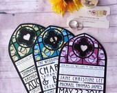 Wedding Program - Stained Glass Cathedral Window Inspired Diecut Order of Ceremony and Wedding Party Card - For Weddings or Vow Renewal