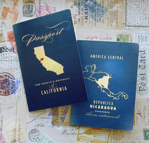 Passport Wedding Program Vintage Travel 2 Panel Folded Etsy