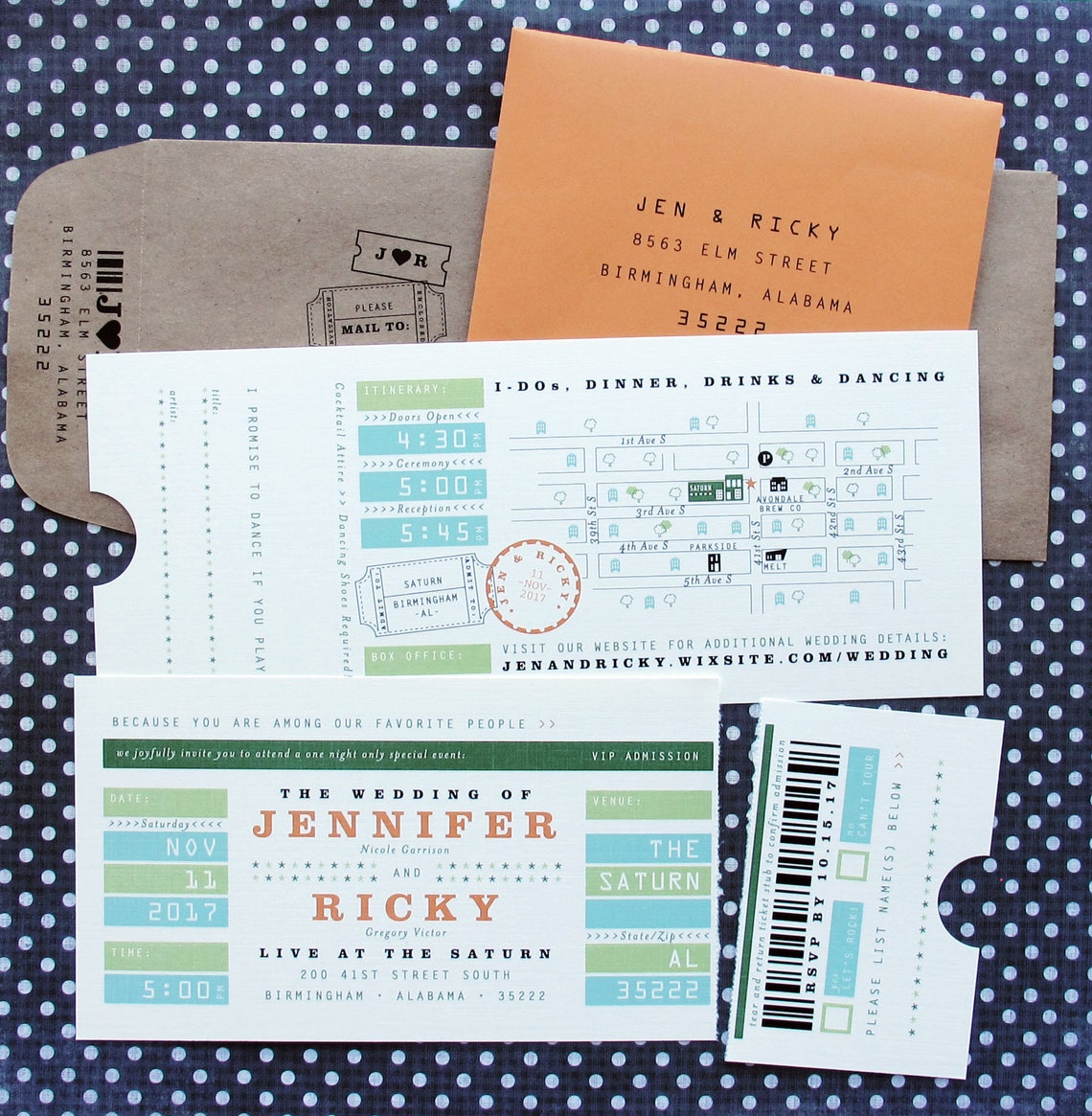 VIP Concert Ticket Wedding Invitation Suite with Tear Away Tab Etsy