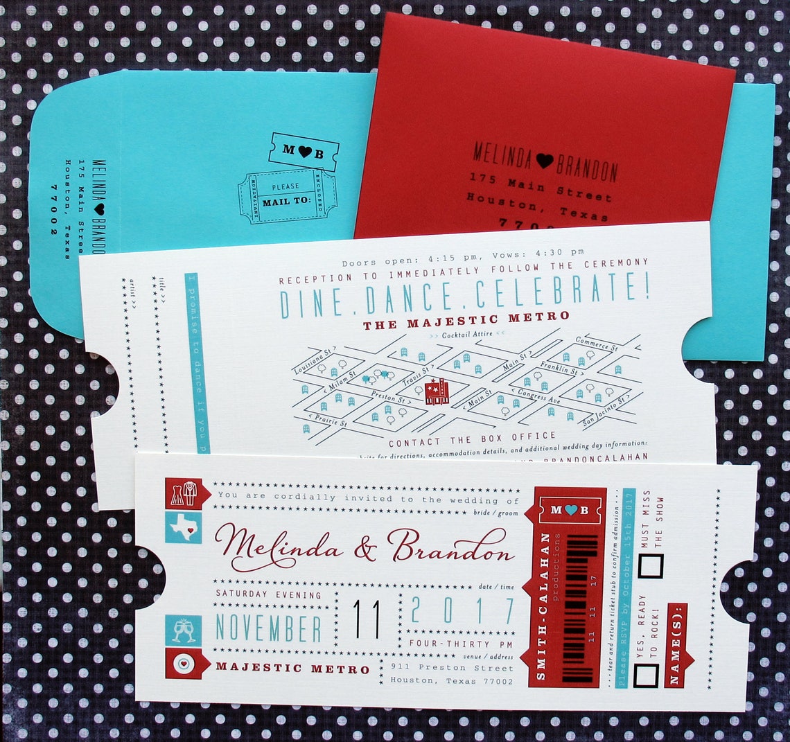 VIP Concert Ticket Wedding Invitation Suite with Tear Away Tab Etsy