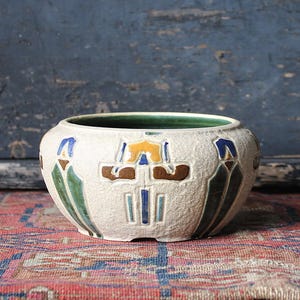 Vintage Roseville keramik skålvas planteringskärl Mostique 1916