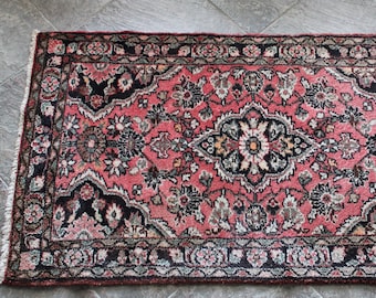 Authentic Antique Small Handwoven Persian Oriental Wool Rug 60" x 33"