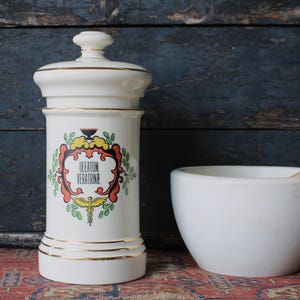Vintage Blair Porcelain Apothecary Jar Oleatum Veratrine