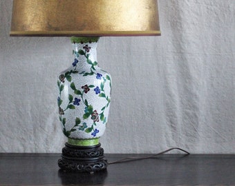 Vintage Chinese Cloisonné Lamp with Trailing Flowers