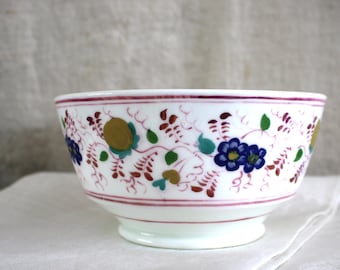 Antique Pink Luster Soft Paste Berry Bowl Hand Painted 19th C. English