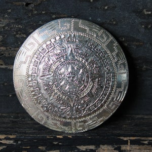 Vintage mexikanische 925 Silber Azteken Kalender Pin - Brosche - Anhänger