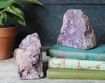 Beautiful Pair of Vintage Purple Stone Bookends Book Ends