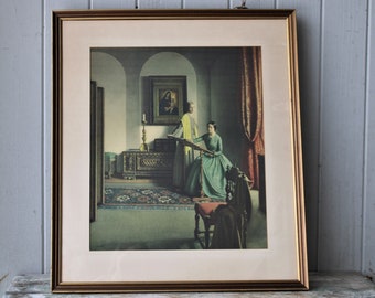 Vintage 1933 Leonard Campbell Taylor The Sampler Framed Art Print