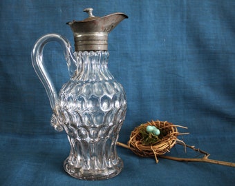 Antique EAPG Argus Thumbprint Syrup Pitcher Early American Pattern Glass Jug