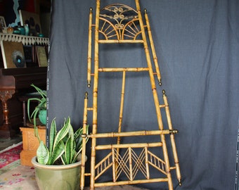 Antique Fancy 19th c. Victorian Bamboo Easel with Brass Finials