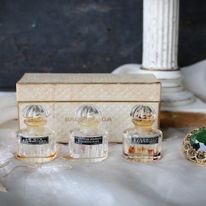 Balenciaga, Le Dix, Fleeting Moment, Quadrille, 3 x 7.5 ml. or 1/4 oz. Flacons, Bottles Parfum Extrait, Paris, France Empty