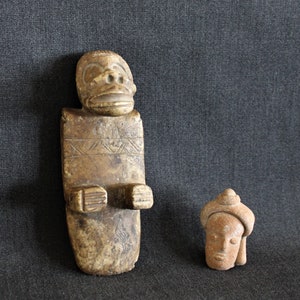 Authentic Antique Pre-Columbian Taino Zemi Carved Stone Figure Puerto Rico