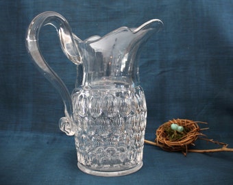 Antique EAPG Argus Thumbprint Water Pitcher Early American Pattern Glass Jug