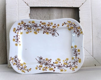 Antique Carlsbad Marx & Gutherz Austria Large Porcelain Platter Yellow Flowers 1808 Pattern