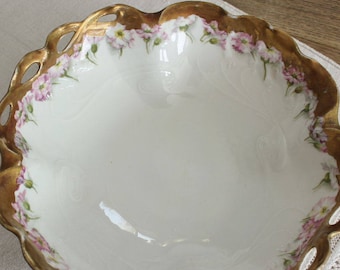 Pretty Antique B R C Germany Gilt Porcelain Serving Bowl