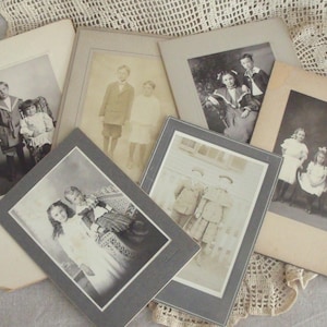 6 antieke kabinet kaart Foto's jonge kinderen broers en zussen