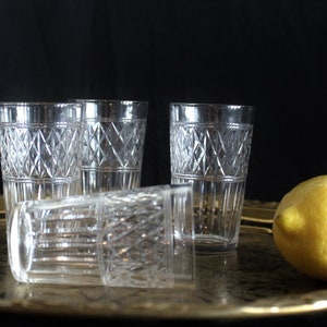 4 Vintage Cut Glass Elegant Lead Crystal Whiskey Cocktail Tumbler Glasses
