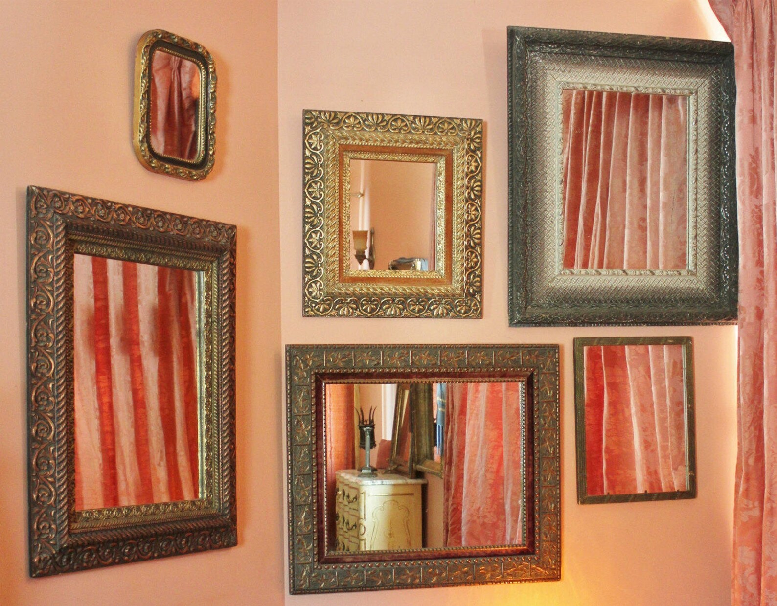 Antique Gilt Gesso and Velvet Frame With Mirror Etsy